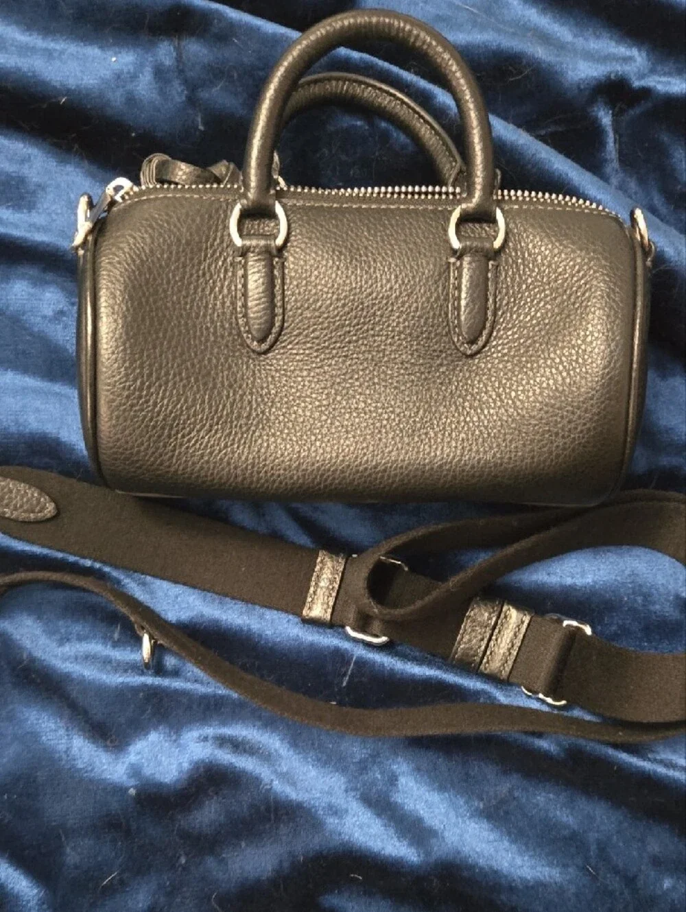 Coach Black Pebbled Leather Mini Barrel Bag with Tassel
